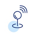Pinpoint with radio waves. Sharing location. Pixel perfect, editable stroke line icon