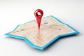 Pinpointed place. 3D map pointer highlights location on white background Royalty Free Stock Photo