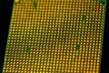 Pins of central processor unit. CPU close-up. Bottom side Royalty Free Stock Photo