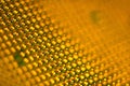 Pins of central processor unit. CPU close-up. Bottom side Royalty Free Stock Photo