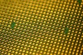 Pins of central processor unit. CPU close-up. Bottom side Royalty Free Stock Photo