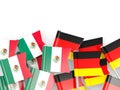 Pins with flags of Mexico and germany isolated on white