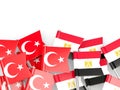 Pins with flags of Turkey and egypt isolated on white