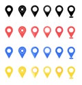 Pins for map, location symbols, navigation position marker and travelling places pointer web vector illustration Royalty Free Stock Photo