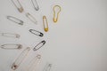 Pins and needles of various types in bulk Royalty Free Stock Photo