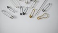 Pins and needles of various types in bulk Royalty Free Stock Photo