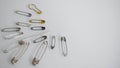 Pins and needles of various types in bulk Royalty Free Stock Photo