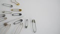 Pins and needles of various types in bulk Royalty Free Stock Photo