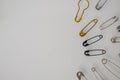 Pins and needles of various types in bulk Royalty Free Stock Photo