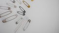 Pins and needles of various types in bulk Royalty Free Stock Photo