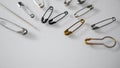 Pins and needles of various types in bulk Royalty Free Stock Photo