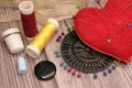 pins and seamstress tools Royalty Free Stock Photo