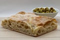 Pinsa Bianca Umbra, type of Italian pizza that originated in the Umbria region Royalty Free Stock Photo