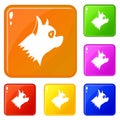 Pinscher dog icons set vector color