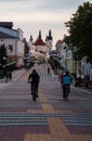 Pinsk, Belarus - August 26, 2019. Photo of the historical, pedestrian Lenin street in Pinsk
