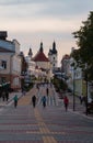 Pinsk, Belarus . Photo of the historical, pedestrian Lenin street in Pinsk