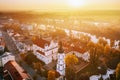 Pinsk, Brest Region, Belarus. Bird's-eye View Of Cathedral Of Name Of The Blessed Virgin Mary And Monastery Of The