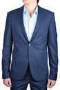 Pinstriped blue, casual or prom blazer for men, on white. Royalty Free Stock Photo