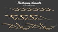 Pinstriping ornament elements, vector set Royalty Free Stock Photo