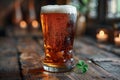 A pint of beer with a lucky irish four leaf clover for St Patrick's day Royalty Free Stock Photo