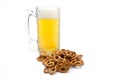 A Pint of Beer and Salty Pretzels Royalty Free Stock Photo