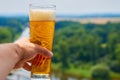 Pint of Czech beer on a terrace in Melnik, Czech Republic