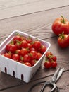 A pint of farmers market ready cherry tomatoes Royalty Free Stock Photo