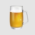 A pint of foamy beer, amber and sparkling in color with splashes on the glass. Realistic style on transparent background. Vector Royalty Free Stock Photo