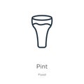 Pint icon. Thin linear pint outline icon isolated on white background from food collection. Line vector pint sign, symbol for web