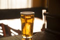 pint of light beer lager pilsen craft m wooden counter Royalty Free Stock Photo