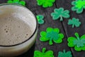 Pint of Stout Beer with Green Shamrock Royalty Free Stock Photo