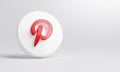 Pinterest Acrylic Glass Icon Account Promotion Template White Background 3D Rendering