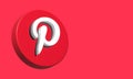 Pinterest Circle Button Icon 3D. Elegant Template Blank Space