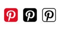 Pinterest icon set. VINNITSIA, UKRAINE. AUGUST 24, 2021