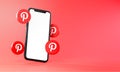 Pinterest Icons Around Smartphone App Mockup 3D