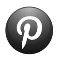 Pinterest logo icon in black social media icon element vector on white background Royalty Free Stock Photo