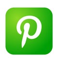 Pinterest logo icon in green social media icon element vector on white background Royalty Free Stock Photo