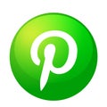 Pinterest logo icon in green social media icon element vector on white background Royalty Free Stock Photo