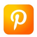 Pinterest logo icon in gold orange social media icon element vector on white background Royalty Free Stock Photo