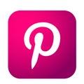 Pinterest logo icon in pink rose social media icon element vector on white background Royalty Free Stock Photo