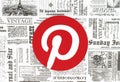 Pinterest logo on retro newspaper background