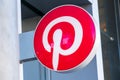 Pinterest logo on signpost at social media startup headquarters