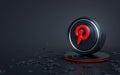 Pinterest sign abstract dark realistic iconic background for social banner template 3d rendering