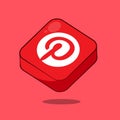 Pinterest social media app website icon vector Cube icon