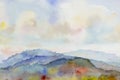 Pintings colorful mountain range and sky cloud in abstract background