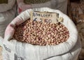 Pinto beans in canvas sack Royalty Free Stock Photo