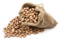 Pinto beans in canvas sack Royalty Free Stock Photo