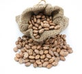 Pinto beans in canvas sack Royalty Free Stock Photo