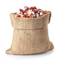 Pinto beans in sack Royalty Free Stock Photo