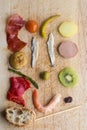 Pintxos Pintxo ingredients on a Rustic Board, food from the Basque Country Royalty Free Stock Photo